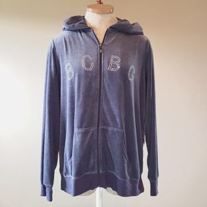 BCBG Rhinestone Velor track jacket 1X NWT